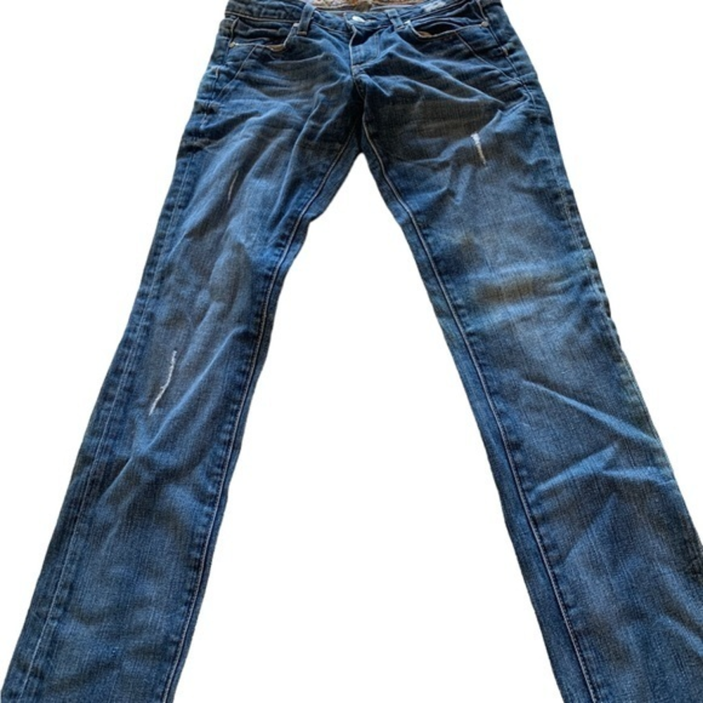 Paige Premium Denim Skyline Jeans Skinny Distressed Size 28 Medium Wash‎